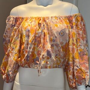 Rachel Zoe Multicolor Floral Off-Shoulder Blouse